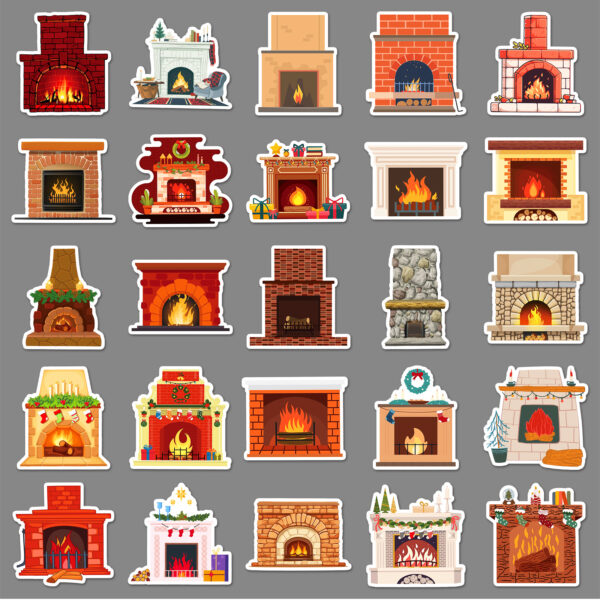 Wholesale 50 pcs/pack fireplace graffiti stickers Christmas decorative stickers