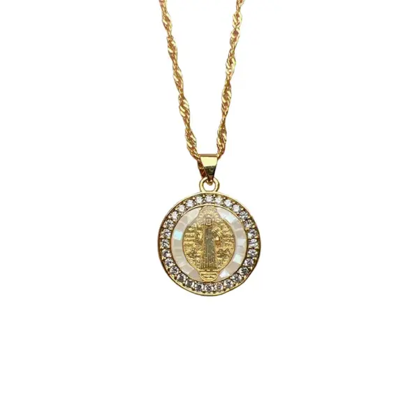 Wholesale Simple Style Commute Round Copper Zircon Pendant Necklace In Bulk