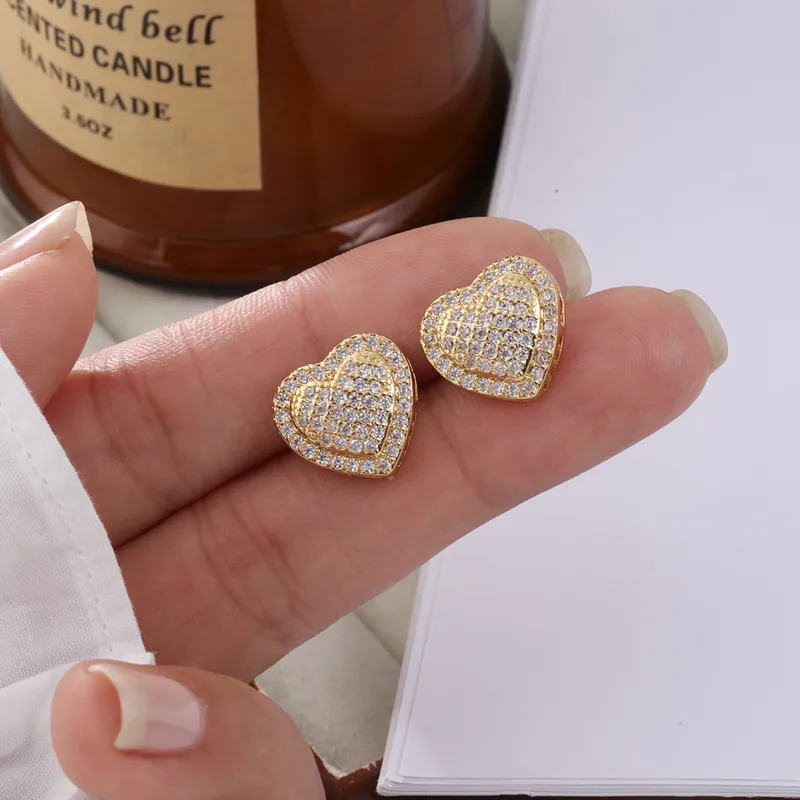 Wholesale 1 Pair Elegant Glam Heart Shape Copper Zircon Ear Studs