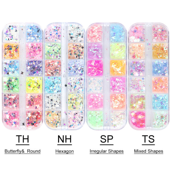 Wholesale Butterfly Mica Platinum Fragment Hexagonal Nail Jewelry Patch