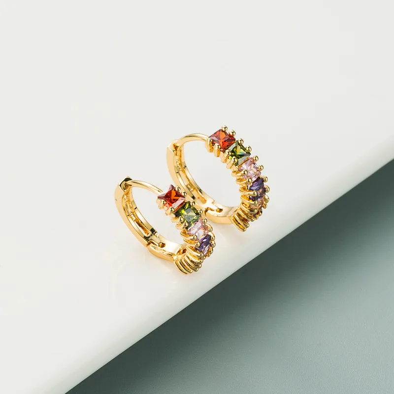 Wholesale Lady Geometric Inlaid Zircon Alloy Artificial Gemstones Earrings