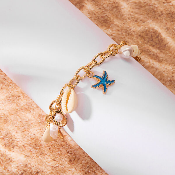 Wholesale European and American Cross-border New Starfish Shell Conch Pearl Bracelet suit Women's Summer Ocean Vacation Style Jewelry
