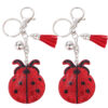 Wholesale 4pcs Seven-Star Ladybug Rhinestone Diamond Keychain