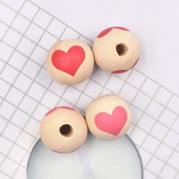oly-f8feabafd5259f13b1cb564e82e7ef2e Wholesale Valentine's Day Series: Wooden Printed Peach Heart Beads