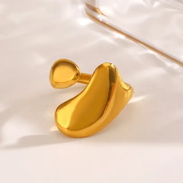 Wholesale Ion Plating (IP) 18K Gold Plated Irregular 304 Stainless Steel Simple Style IG Style Waterproof Non Tarnish Open Rings