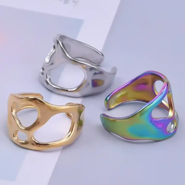 oly-f8fff937c430951035bef9899726b69f Wholesale PVD Coated Real Gold Plated 18K Gold Solid Color 304 Stainless Steel Simple Style Waterproof Non Tarnish Rings