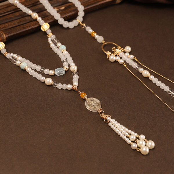 Wholesale Factory Direct Sales of Ancient Style Clouds, Chinoiserie Yingluo Accessories, Han Dynasty Horse Face Necklace, Ming-Made Longevity Lock Tassel Collar