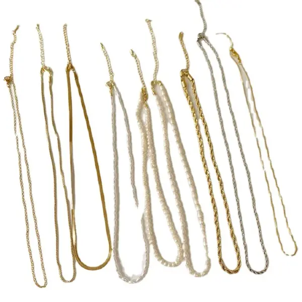 Wholesale Simple Style Solid Color Twist Freshwater Pearl Titanium Steel Necklace 1 Piece