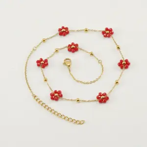 Red-Necklace / 18k gold plating