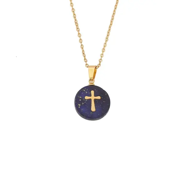 Wholesale Pastoral Geometric Natural Stone 18K Gold Plated Natural Stone Pendant Necklace In Bulk