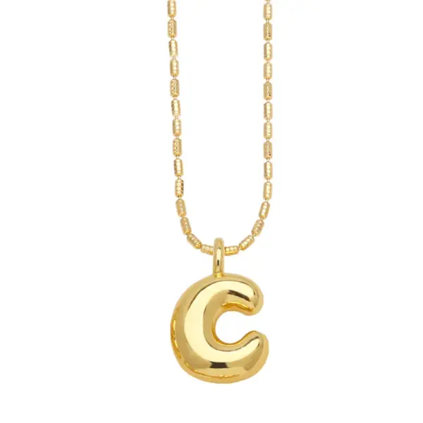 Wholesale Copper Gold Plated Simple Style Letter Pendant Necklace