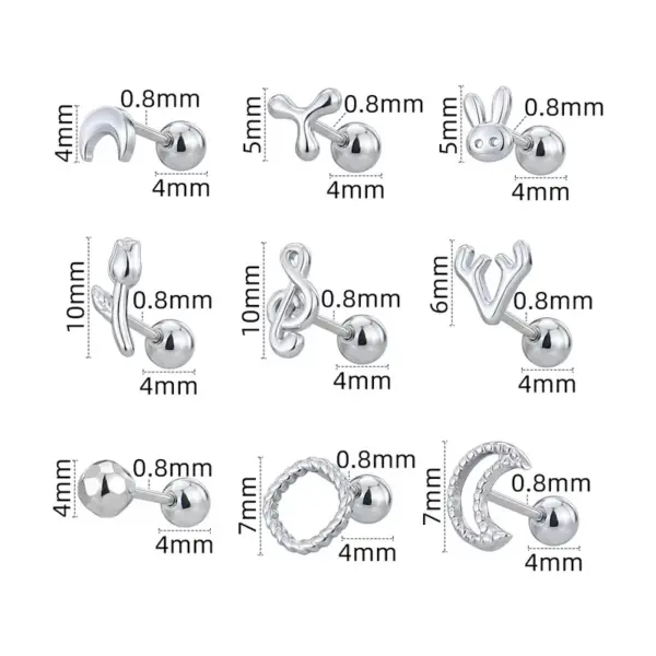 Wholesale 1 Piece Simple Style Commute Geometric Plating Titanium Steel Cartilage Earrings