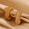 304 Stainless Steel Solid Color PVD Coated Rhinestones 18K Gold Plated Real Gold Plated 18K Gold Simple Style Classic Style Waterproof Non Tarnish Plating Inlay Ear Studs