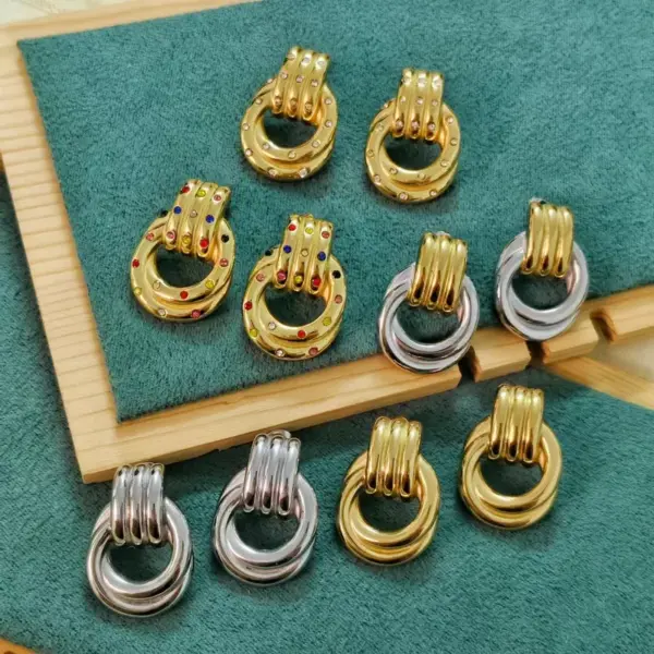 Wholesale Ion Plating (IP) 18K Gold Plated Real Gold Plated Geometric 304 Stainless Steel Casual Waterproof Non Tarnish Ear Studs