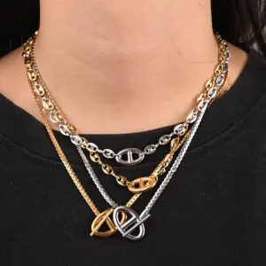 Wholesale Jewelry Casual Vacation Simple Style Coffee Bean Stainless Steel 18K Gold Plated Polishing Plating Coffee Bean Chain Necklace