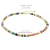 Vacation Bohemian Color Block 316 Stainless Steel Natural Stone Electroplated Beaded Chain Necklace In Bulk