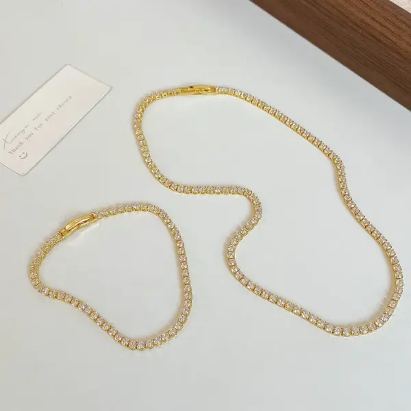 Wholesale Classic Style Solid Color Copper Inlay Zircon Bracelets Necklace