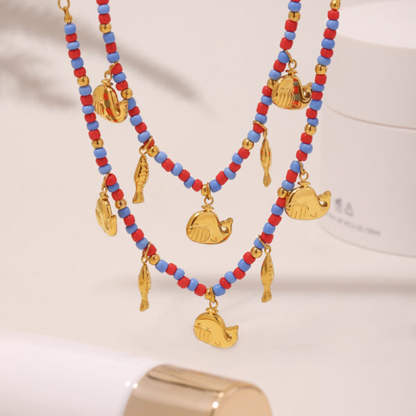 Wholesale Enigma Ocean Series Bohemian Dolphin Pendant Glass Beaded Clavicle Chain Leisure Holiday Accessories