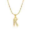 Wholesale Simple Style Letter 201 Stainless Steel Copper Inlay Artificial Diamond Pendant Necklace
