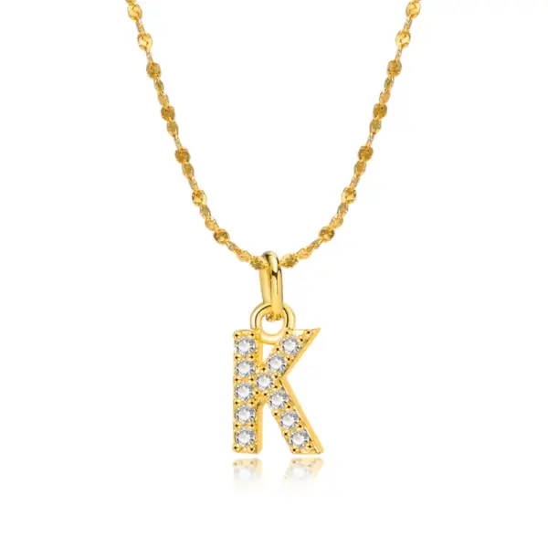 Wholesale Simple Style Letter 201 Stainless Steel Copper Inlay Artificial Diamond Pendant Necklace
