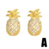 Wholesale 1 Pair Cute Sweet Heart Shape Pineapple Butterfly Plating Inlay Copper Zircon 18k Gold Plated Ear Studs