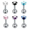 Fashion Heart Shape Stainless Steel Inlay Zircon Ear Studs 1 Piece
