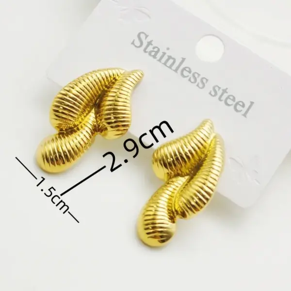 Wholesale 304 Stainless Steel Paisley Water Droplets Electroplating 18K Gold Plated Golden Plated Elegant Waterproof Non Tarnish Gold Ear Studs