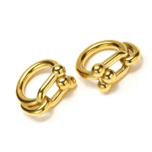 Wholesale Real Gold Plated Geometric 304 Stainless Steel Lady Waterproof Non Tarnish Rings