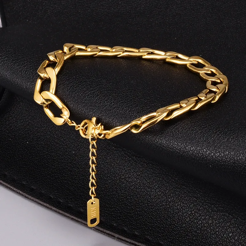 Wholesale PVD Coated Real Gold Plated 18K Gold Ft 304 Stainless Steel Titanium Steel Waterproof Non Tarnish 304 Stainless Steel Titanium Steel Bracele