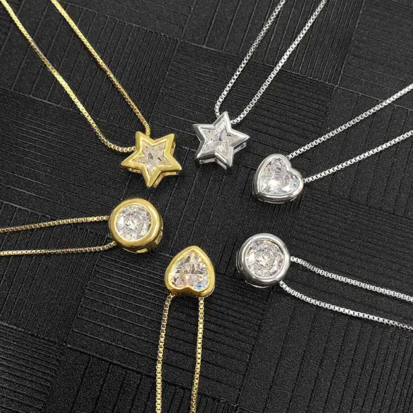 Wholesale Copper 18K Gold Plated Imitation Gold Gold Plated Inlay Heart Shape Zircon Copper Necklaces