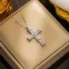 Wholesale PVD Coated Real Gold Plated Cross Stainless Steel Vintage Style Waterproof Non Tarnish Titanium Steel Pendant Necklace