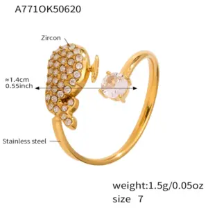 A771-Gold Dolphin 5A Zircon Ring / 7