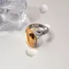 Wholesale 304 Stainless Steel Irregular Color Block PVD Coated 18K Gold Plated IG Style Plating Gold Open Rings