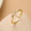 Simple Style Commute Cross Copper 18k Gold Plated Zircon Open Rings In Bulk