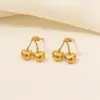 Wholesale Ion Plating (IP) Real Gold Plated 18K Gold Scallop Moon Cherry 304 Stainless Steel Basic Modern Style Classic Style Waterproof Non Tarnish Ear Studs