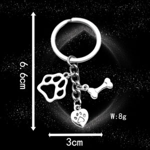 Ancient silver dog bone dog claw keychain-LS64-8g