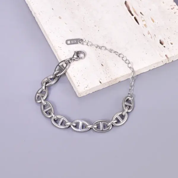 Wholesale 304 Stainless Steel Solid Color Ion Plating (IP) 18K Real Gold Plated Basic Waterproof Non Tarnish Patchwork Plating Gold Silver Bracelets