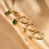 Wholesale Real Gold Plated Geometric 316L Stainless Steel Retro Waterproof Non Tarnish Surgical Steel Dangling Earrings