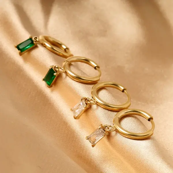 Wholesale Real Gold Plated Geometric 316L Stainless Steel Retro Waterproof Non Tarnish Surgical Steel Dangling Earrings