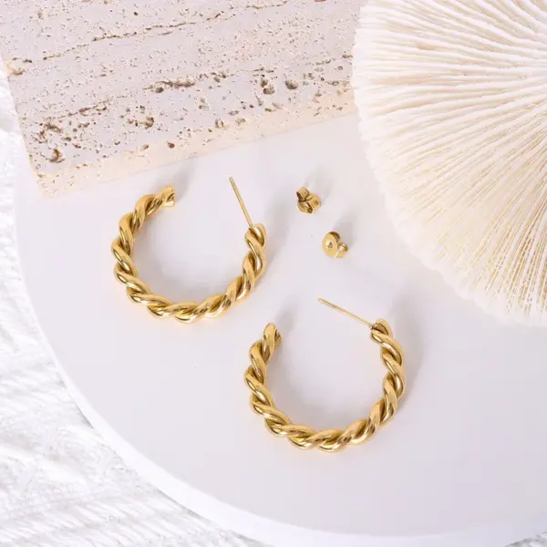 oly-f940b37c9f3e15c8458228aca9d535c1 Wholesale PVD Coated Real Gold Plated 18K Gold Printing 304 Stainless Steel Fashion Waterproof Non Tarnish Earrings