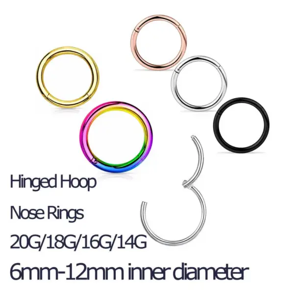 1 Piece 316L Stainless Steel Nose Rings & Studs Circle Waterproof Non Tarnish Surgical Steel Ear Cartilage Rings & Studs Nose Rings & Studs