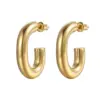 PVD Coated 18K Gold Real Gold Plated Solid Color 201 Stainless Steel Fashion Waterproof Non Tarnish Earrings