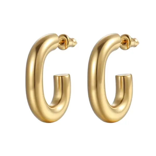 PVD Coated 18K Gold Real Gold Plated Solid Color 201 Stainless Steel Fashion Waterproof Non Tarnish Earrings