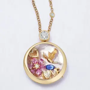 Round White Zirconium Box Necklace-Empty Box