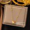 Wholesale Fashion Romantic Sweet Heart-Shaped Vacuum Electroplated (In Furnace) 18K Real Gold Plated Necklace Suitable For Women To Wear On Daily Dates Or Parties