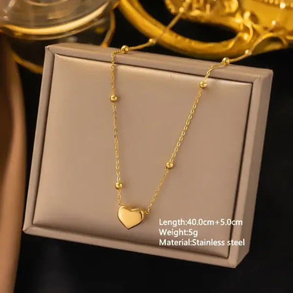 Wholesale Fashion Romantic Sweet Heart-Shaped Vacuum Electroplated (In Furnace) 18K Real Gold Plated Necklace Suitable For Women To Wear On Daily Dates Or Parties