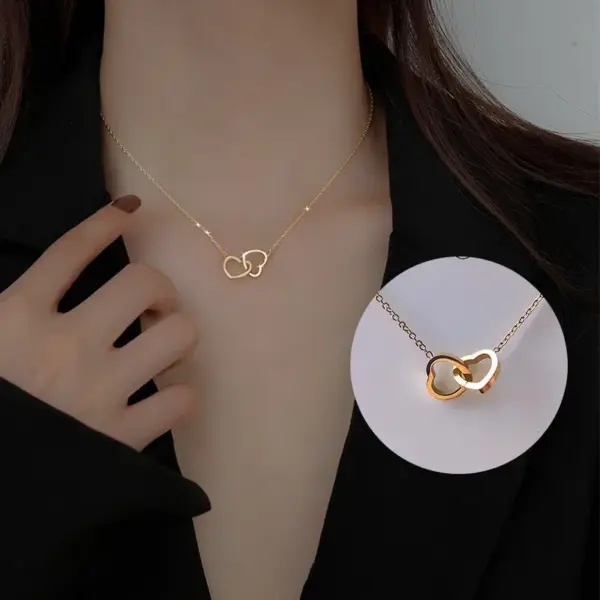 201 Stainless Steel 304 Stainless Steel Heart Shape Ion Plating (IP) Stone-Free 18K Gold Plated Simple Style Waterproof Non Tarnish Regular Chain Silver Pendant Necklace