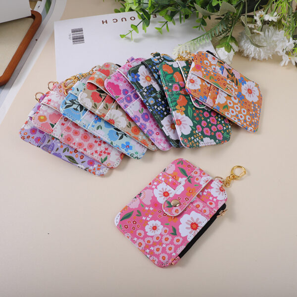 Wholesale Small Floral Card Bag Flower Printing Card Case ID Bag