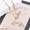Wholesale Jewelry Casual Vintage Style Classic Style Cross Saint Benedict Square 304 Stainless Steel 18K Gold Plated Beaded Polishing Plating Sweater Chain Long Necklace Necklace