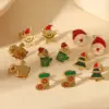 Wholesale 1 Pair Christmas Sweet Simple Style Christmas Tree Santa Claus Enamel 304 Stainless Steel Zircon 14K Gold Plated Ear Studs
